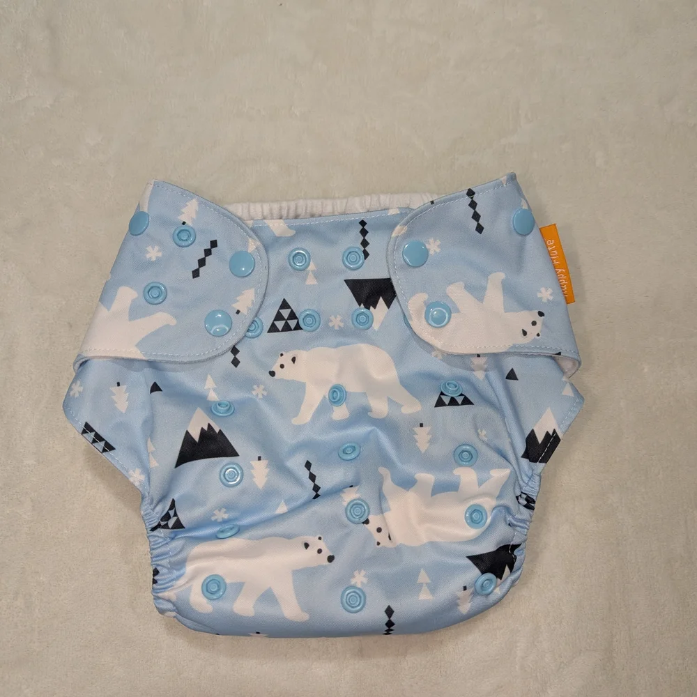 Happy Flute Blue Polar Bear Pocket Cloth Diaper